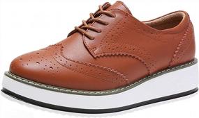 img 4 attached to Step Up Your Style Game With PPXID Women'S Platform Oxford Pumps - Vintage Brogues With A Modern Twist!