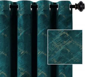 img 4 attached to Add Classic Elegance To Your Home With Teal Velvet Blackout Curtains - Insulated, High-End Vintage Decor For Your Living Space!
