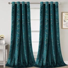 img 3 attached to Add Classic Elegance To Your Home With Teal Velvet Blackout Curtains - Insulated, High-End Vintage Decor For Your Living Space!