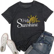 women's funny graphic print t-shirt - "hello sunshine" letters short sleeve casual top blouse logo