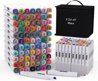 80 color art marker set w/ upgraded base & carrying case - perfect for kids & adults! логотип
