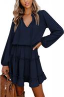 stylish fall fashion: lasuiveur women's lantern mini dress with v-neck, tie neck, and ruffled tiers логотип