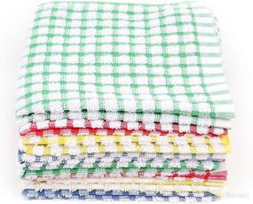 img 2 attached to 🧼 Set of 8 HD Kitchen Towels and Dishcloths; 100% Cotton, Ultra Absorbent, Soft, Reusable Dish Rags, Multipurpose Tea Towels for Kitchen (12"x12")