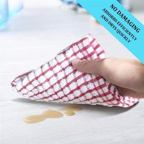 img 1 attached to 🧼 Set of 8 HD Kitchen Towels and Dishcloths; 100% Cotton, Ultra Absorbent, Soft, Reusable Dish Rags, Multipurpose Tea Towels for Kitchen (12"x12")