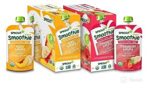 img 1 attached to 🍌 Sprout Organic Stage 4 Toddler Smoothie Pouches, Strawberry Banana & Peach Banana with Yogurt Variety Pack, 4 Oz Purees (Pack of 12), Baby Food