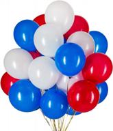 воздушные шары для патриотической вечеринки по 100 штук - 12-дюймовые красные, синие и белые латексные воздушные шары для дней рождения, выпускных, патриотических юбилеев, праздников и праздничных украшений 4 июля логотип