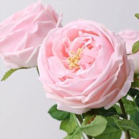 img 2 attached to Реалистичный букет UKELER Pink Austin Roses - 4 латексных искусственных цветка для свадеб, домашнего декора, композиций и подарков на День святого Валентина