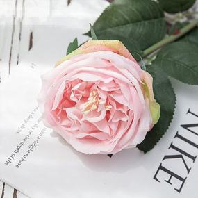 img 3 attached to Реалистичный букет UKELER Pink Austin Roses - 4 латексных искусственных цветка для свадеб, домашнего декора, композиций и подарков на День святого Валентина