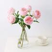 realistic ukeler pink austin roses bouquet - 4 latex artificial flowers for weddings, home decor, arrangements and valentine's day gifts logo