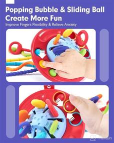 img 1 attached to 👶 Baby Sensory Toys: Silicone Pull String Montessori Toys for 12-18 Months | Travel-Friendly Activity Toys for Toddlers | Developing Motor Skills, Ideal Gift for 1-Year-Old Boys and Girls