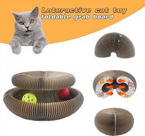 img 3 attached to Introducing WINGPET'S Foldable Cat Scratching Board With Interactive Toys And A Bell Ball For Indoor Playtime