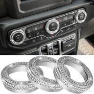 🚙 2018-2022 jeep wrangler jl jlu gladiator jt silver crystal rhinestone air conditioner switch knob cover - bling decoration twist ring trim - aluminum alloy interior accessories (3pcs) logo