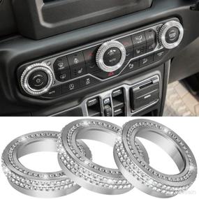 img 4 attached to 🚙 2018-2022 Jeep Wrangler JL JLU Gladiator JT Silver Crystal Rhinestone Air Conditioner Switch Knob Cover - Bling Decoration Twist Ring Trim - Aluminum Alloy Interior Accessories (3PCS)