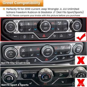 img 3 attached to 🚙 2018-2022 Jeep Wrangler JL JLU Gladiator JT Silver Crystal Rhinestone Air Conditioner Switch Knob Cover - Bling Decoration Twist Ring Trim - Aluminum Alloy Interior Accessories (3PCS)