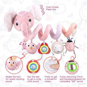 img 3 attached to 🐘 JERICETOY Elephant Baby Car Seat Toys with Music, Rattles & Squeaker - Stroller, Crib & Bassinet Mobile