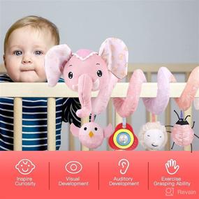 img 2 attached to 🐘 JERICETOY Elephant Baby Car Seat Toys with Music, Rattles & Squeaker - Stroller, Crib & Bassinet Mobile