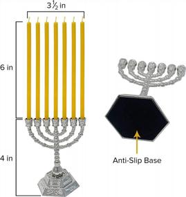 img 2 attached to Votprof Small 7-Branch Gold Menorah + 50 Pure Beeswax Candles, 100% Natural Honey Scent, Dripless, Smokeless, Cotton Wick - Modern Hanukkah Menorah