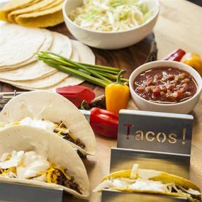 img 2 attached to Stainless Steel Taco Holder Taco Stand - Metal Taco Tray Holders For Serving Tacos, Taco Plates, Taco Shell Mold - Wider, Grill, Oven & Dishwasher Safe Taco Holder Stand - Taco Holders Set Of 4