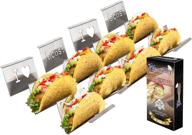 stainless steel taco holder taco stand - metal taco tray holders for serving tacos, taco plates, taco shell mold - wider, grill, oven & dishwasher safe taco holder stand - taco holders set of 4 logo