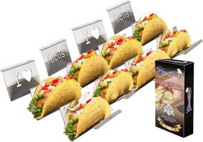 img 4 attached to Stainless Steel Taco Holder Taco Stand - Metal Taco Tray Holders For Serving Tacos, Taco Plates, Taco Shell Mold - Wider, Grill, Oven & Dishwasher Safe Taco Holder Stand - Taco Holders Set Of 4