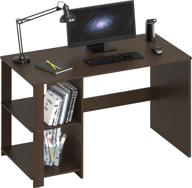 espresso computer desk with shelves for home office - shw логотип
