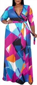img 4 attached to Flowy Floral Maxi Dress With Belt And 3/4 Sleeves, Ideal For Plus Size Women - Runwind