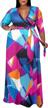 flowy floral maxi dress with belt and 3/4 sleeves, ideal for plus size women - runwind logo