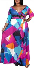 img 3 attached to Flowy Floral Maxi Dress With Belt And 3/4 Sleeves, Ideal For Plus Size Women - Runwind