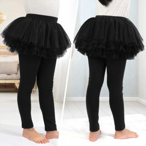 img 1 attached to BOOPH Little Girls Leggings Pants With Tutu Skirts Kids Culottes Footless Tights