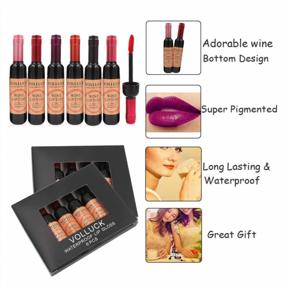 img 1 attached to VOLLUCK Waterproof Wine Lipstick Gloss Set - Long Lasting Matte Lip Tint With 6 Non-Stick Cup Colors - Ideal Women'S Gift For Beauty And Style