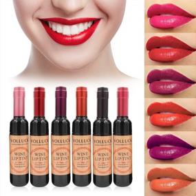 img 4 attached to VOLLUCK Waterproof Wine Lipstick Gloss Set - Long Lasting Matte Lip Tint With 6 Non-Stick Cup Colors - Ideal Women'S Gift For Beauty And Style