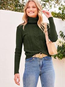img 3 attached to Women'S Cable Knit Turtleneck Pullover Sweater Long Sleeve Soft Jumper Casual Top
