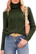 women's cable knit turtleneck pullover sweater long sleeve soft jumper casual top logo
