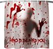 halloween horror bloody hands shower curtain with 12 hooks - perfect for scary theme decorations! logo