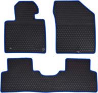 🚗 custom fit megiteller car floor mats for hyundai santa fe 2013-2020 - odorless washable rubber (all weather) floor liners - heavy duty front and rear row set in blue logo