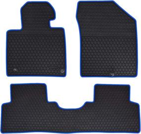 img 3 attached to 🚗 Custom Fit Megiteller Car Floor Mats for Hyundai Santa Fe 2013-2020 - Odorless Washable Rubber (All Weather) Floor Liners - Heavy Duty Front and Rear Row Set in Blue