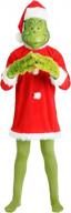 grinch deluxe costume for adults with realistic features and high-quality fabric logo