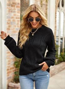 img 2 attached to Cosy And Stylish: Women'S Cable Knit Crewneck Sweater With Ribbed Detailing For Casual Fall Fashion