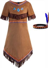 img 4 attached to Native American Costume For Girls - Traditional Kids Dress Outfit By ReliBeauty