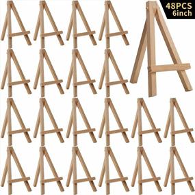 img 3 attached to MEEDEN 6-Inch Mini Beech Wood Easel - Pack of 48: 🖼️ Small Display Stand for Canvases, Business Cards, Photos, Decorative Plates & More