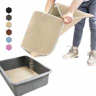 large beige cat litter trapping mat - wepet honeycomb double layer, urine waterproof, easy clean, scratch & scatter control for kitty litter box pads rug carpet 30x23 inch no phthalate logo