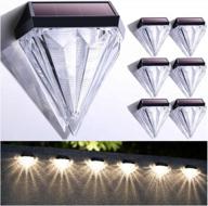 solar deck lights: waterproof led wall lighting for step, patio, yard, and garden - 6 pack with diamond figurine decorative lights logo