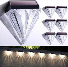 img 4 attached to Solar Deck Lights: Waterproof LED Wall Lighting For Step, Patio, Yard, And Garden - 6 Pack With Diamond Figurine Decorative Lights