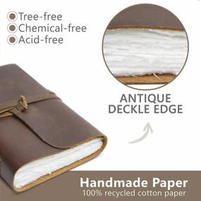 img 2 attached to Handmade Vintage Leather Journal - Bound Notebook With Ivory Deckle Edge Paper - Ideal For Writing, Watercolors, Sketching, Travel Journaling Or Grimoire - 7" X 5