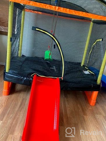 img 1 attached to LANGXUN 6.5 Ft 4-In-1 Rectangle Trampoline For Kids, With Climb, Slide, Swing, Multi-Functional Indoor Outdoor Toddler Mini Trampoline For Girls And Boys Gift, Age 1-10 review by Darryl Montagna
