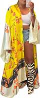 famnbro women's floral print satin robe kimono cardigan open front long cover ups outerwear - one size logo