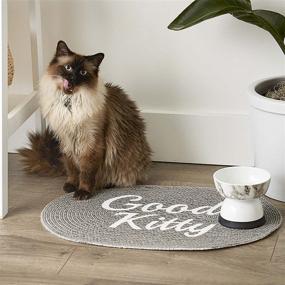 img 1 attached to DII Bone Dry Oval Gray Good Kitty Pet Mat: 100% Cotton, Braided Collection - An Exceptional Choice