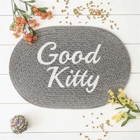 img 2 attached to DII Bone Dry Oval Gray Good Kitty Pet Mat: 100% Cotton, Braided Collection - An Exceptional Choice