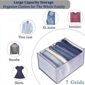 img 1 attached to [Upgraded] TOOVREN Wardrobe Clothes Organizer For Jeans 7 Grids Larger Clothing Storage Organizer Washable Closet Drawer Organizer For Folded Clothes, Thin Coats, Jeans, Leggings, Sweaters, T-Shirt (Grey Mesh 3PCS)