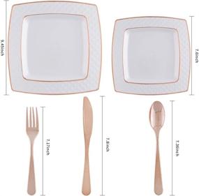 img 3 attached to 🎄 Supernal 125pcs Christmas Plates & Rose Gold Silverware Set – Elegant Square Design, Includes 25 Dinner Plates, 25 Salad Plates, 25 Rose Gold Knives, Forks, and Spoons